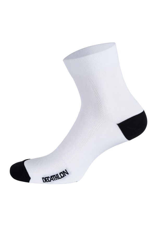 VAN RYSEL - Skarpetki rowerowe B'Twin 500. Kolor: czarny, wielokolorowy, biały. Materiał: poliamid, elastan. Wzór: ze splotem. Sport: kolarstwo