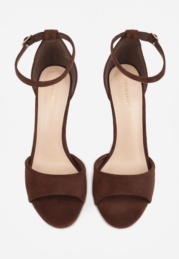 Born2be - Brązowe Sandały na Szpilce z Imitacji Zamszu z Paskiem wokół Kostki Fecili. Okazja: do pracy, na spotkanie biznesowe. Zapięcie: pasek. Kolor: brązowy. Materiał: zamsz. Obcas: na szpilce. Styl: elegancki, biznesowy