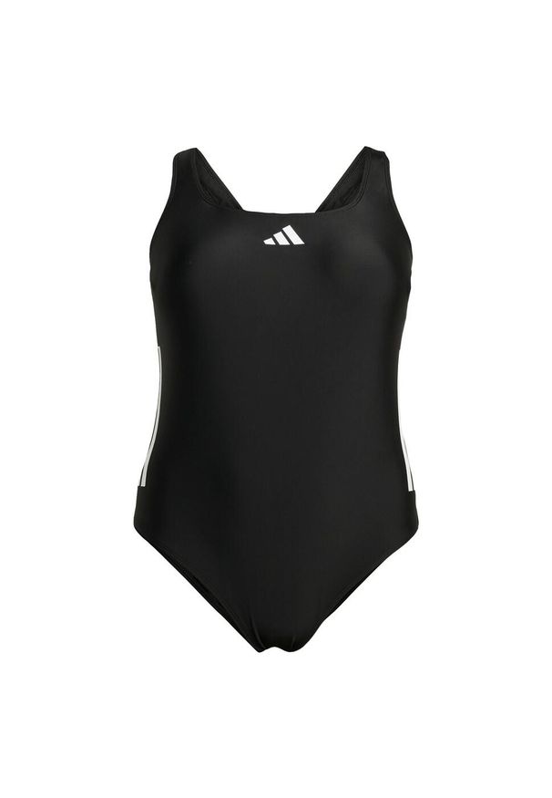 Adidas - Strój do pływania 3-Stripes C-Back (Plus Size). Kolekcja: plus size. Kolor: biały, wielokolorowy, czarny. Materiał: materiał