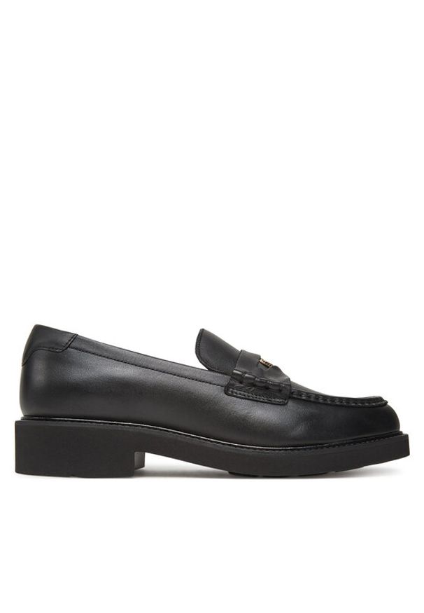 TOMMY HILFIGER - Tommy Hilfiger Lordsy Crest Squarish Toe Penny Loafer FW0FW08633 Czarny. Kolor: czarny. Materiał: skóra