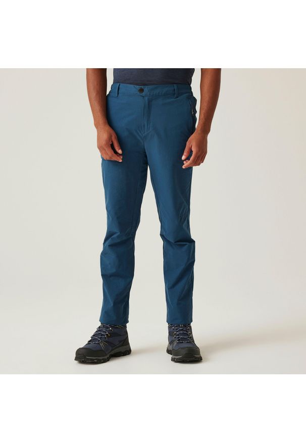 Regatta - Męskie spodnie trekkingowe Highton II. Kolor: niebieski, szary, wielokolorowy. Sezon: lato. Sport: turystyka piesza