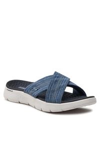 skechers - Skechers Klapki Go Walk Flex Sandal-Impressed 141420/NVY Granatowy. Kolor: niebieski. Materiał: materiał #6