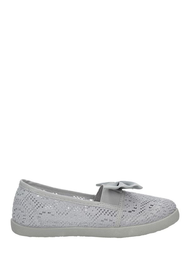 Casu - Szare baleriny slip on ażurowe z kokardą casu cb-s151. Zapięcie: bez zapięcia. Kolor: szary. Wzór: ażurowy