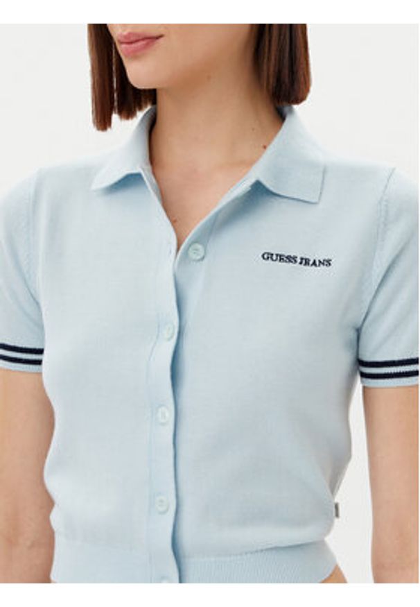 Guess Jeans Kardigan W5GR03 Z3HO2 Błękitny Regular Fit. Kolor: niebieski. Materiał: syntetyk