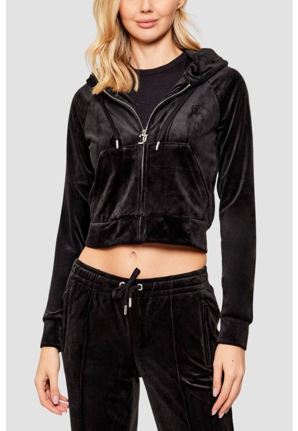 Juicy Couture - JUICY COUTURE Czarna bluza Madison Outline, Rozmiar L. Kolor: czarny