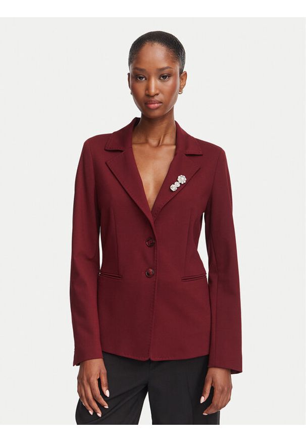 Marella Marynarka Gommoso 2623916034 Bordowy Slim Fit. Kolor: czerwony. Materiał: syntetyk
