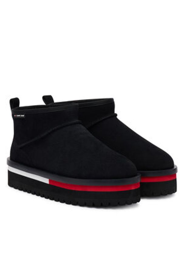 Tommy Jeans Śniegowce Tjw Flatform Snow Boot Suede EN0EN02841 Czarny. Kolor: czarny. Materiał: zamsz, skóra