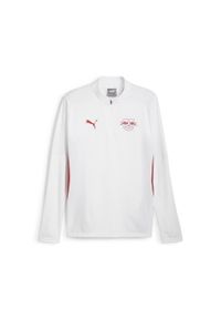 Puma - Męska bluza treningowa z zamkiem 1/4 RB Leipzig PUMA White Club Red. Kolor: czerwony, biały, wielokolorowy. Sport: piłka nożna
