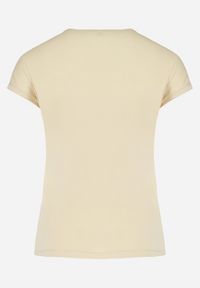 Born2be - Beżowy T-shirt Bawełniany z Nadrukiem Iondia. Okazja: na co dzień. Kolor: beżowy. Materiał: bawełna. Wzór: nadruk. Styl: casual #2