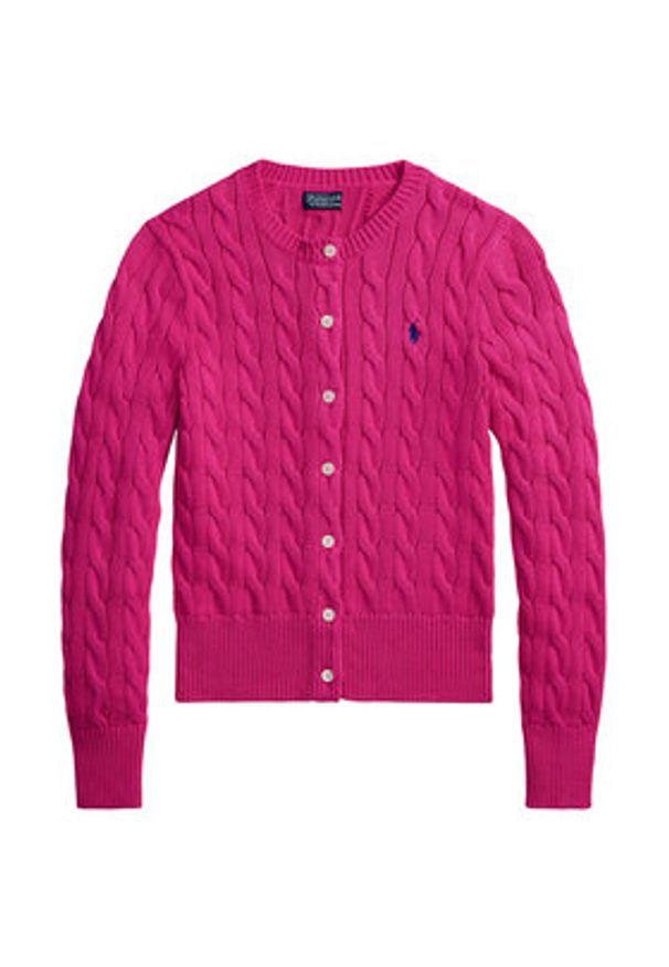 Polo Ralph Lauren Kardigan 211971868509 Różowy Slim Fit. Typ kołnierza: polo. Kolor: różowy. Materiał: bawełna