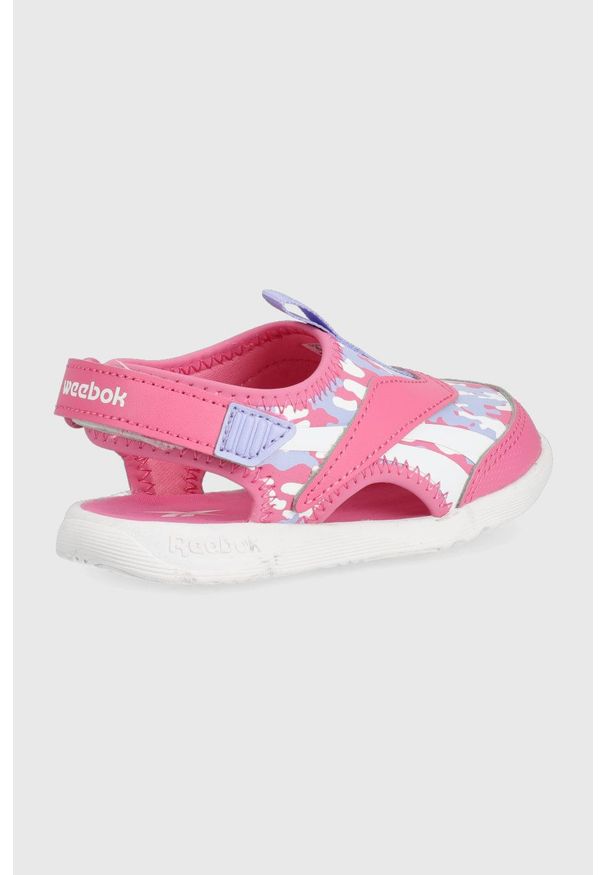 Reebok Classic sandały dziecięce Weebok Onyx Coast kolor różowy. Nosek buta: okrągły. Zapięcie: rzepy. Kolor: różowy. Materiał: materiał. Obcas: na obcasie. Wysokość obcasa: niski