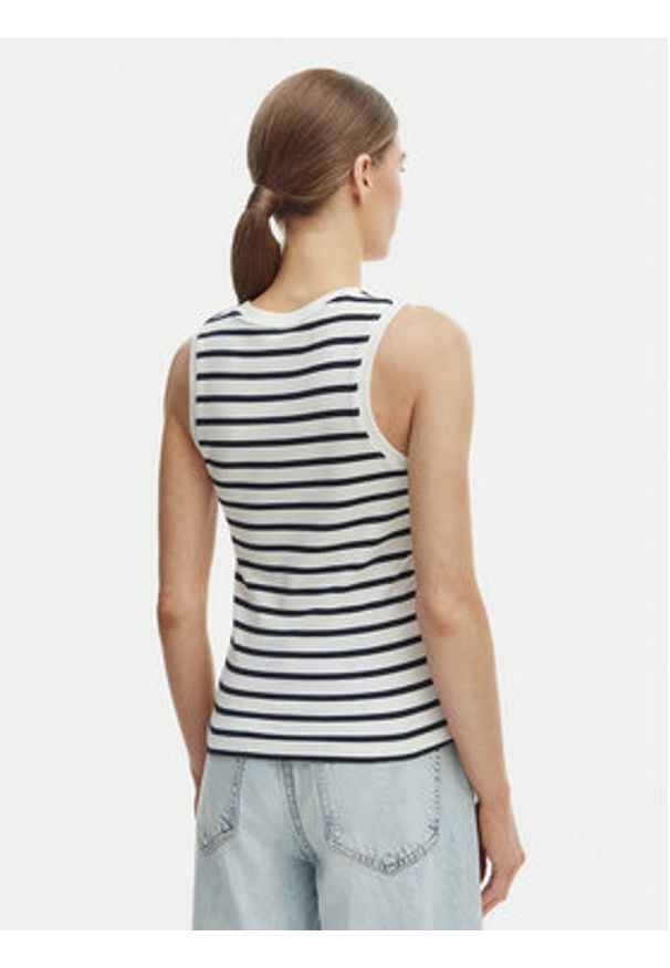 TOMMY HILFIGER - Tommy Hilfiger Top WW0WW47806 Écru Slim Fit. Kolor: kremowy. Materiał: bawełna