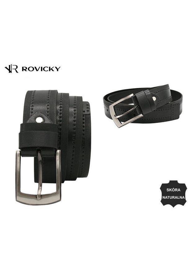 ROVICKY - Pasek męski Rovicky R-PI-01 czarny. Kolor: czarny. Materiał: skóra. Styl: klasyczny