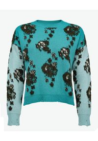 Pinko - PINKO - Niebieski sweter ze wzorem Terrematte. Kolor: niebieski. Materiał: wełna, dzianina, moher, kaszmir. Styl: klasyczny #4