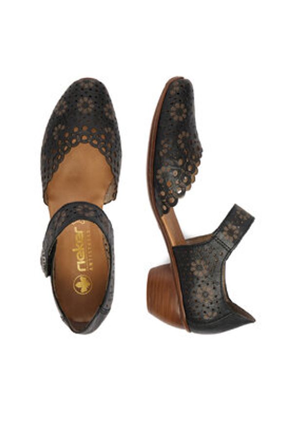 Rieker Półbuty 43753-00 Czarny. Kolor: czarny. Materiał: skóra