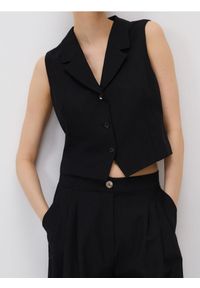 Reserved - Kamizelka z dodatkiem lnu - czarny. Kolor: czarny. Materiał: len