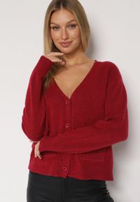 Born2be - Bordowy Rozpinany Kardigan z Dodatkiem Kaszmiru Vetirira. Okazja: na co dzień. Kolor: czerwony. Materiał: kaszmir. Styl: casual, klasyczny #6