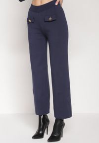 Born2be - Granatowy Dzianinowy Komplet z Wiskozą w Eleganckim Stylu Kardigan i Spodnie Delisana. Kolor: niebieski. Materiał: dzianina, wiskoza #5