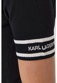 Karl Lagerfeld - Sukienka. Kolor: czarny. Materiał: dzianina. Długość rękawa: krótki rękaw. Typ sukienki: rozkloszowane #5