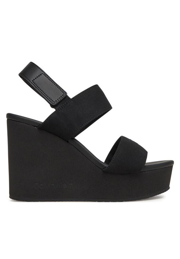 Calvin Klein Jeans Sandały Wedge Sandal Webbing In YW0YW01790 Czarny. Kolor: czarny. Materiał: materiał