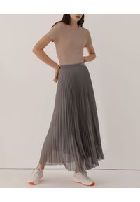 Marella - MARELLA - Szara plisowana spódnica Pleiadi. Okazja: na co dzień. Kolor: szary. Materiał: tiul, nylon. Styl: casual #5