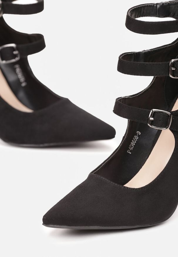 Renee - Czarne Szpilki za Kostkę z Paskami na Sprzączkę Nashla. Wysokość cholewki: za kostkę. Zapięcie: pasek. Kolor: czarny. Obcas: na szpilce