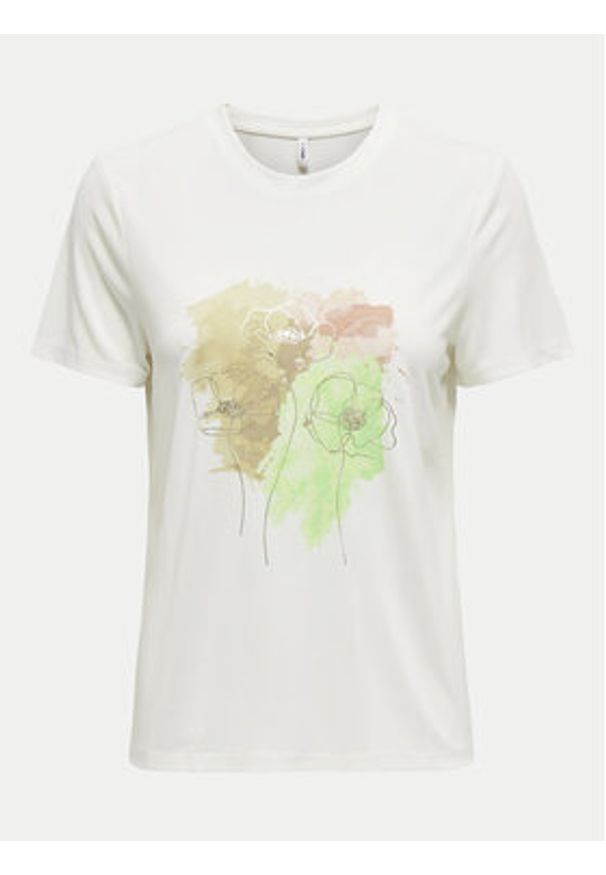 only - ONLY T-Shirt 15303212 Biały Regular Fit. Kolor: biały. Materiał: syntetyk