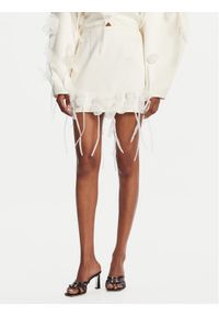 ROTATE Spódnica mini 3D Lily 113884857 Écru Regular Fit. Materiał: syntetyk