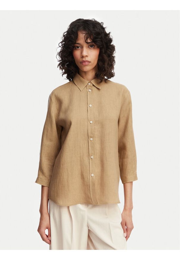 Marella Koszula Girello 2615111122 Beżowy Regular Fit. Kolor: beżowy. Materiał: len