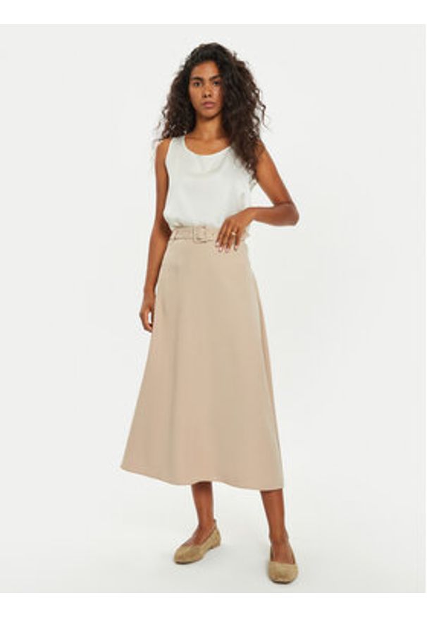 Tatuum Spódnica midi Ormi T2418.176B Beżowy Regular Fit. Kolor: beżowy. Materiał: wiskoza