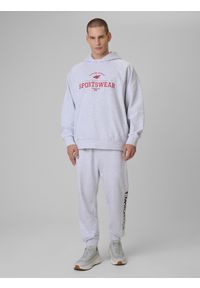 4f - 4F Bluza dresowa loose z kapturem męska - szara S. Okazja: na spacer, na co dzień, na uczelnię. Typ kołnierza: kaptur. Kolor: szary. Materiał: dresówka. Styl: casual, klasyczny #2