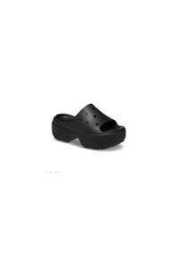 Klapki damskie Crocs Stomp. Kolor: czarny. Materiał: materiał, syntetyk. Sport: turystyka piesza