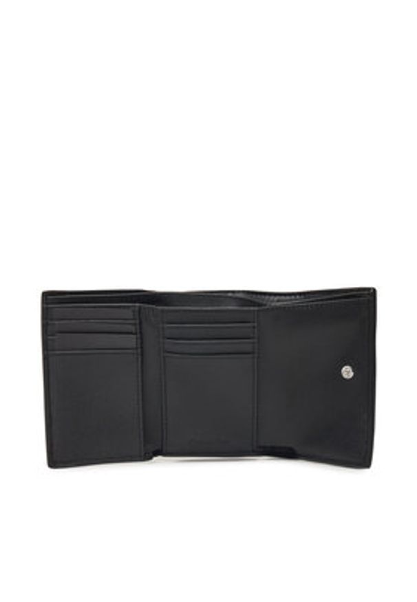 Calvin Klein Portfel damski Ck Woven Small Trifold K60K612953 Czarny. Kolor: czarny. Materiał: skóra