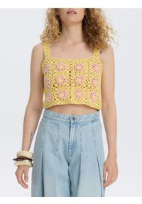 Reserved - Dzianinowy top na ramiączkach - jasnożółty. Kolor: żółty. Materiał: dzianina. Długość rękawa: na ramiączkach