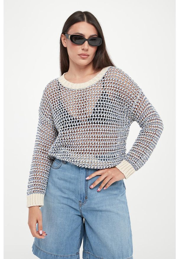 Weekend Max Mara - Sweter damski ażurowy lniany Onirica WEEKEND MAX MARA. Materiał: len. Wzór: ażurowy