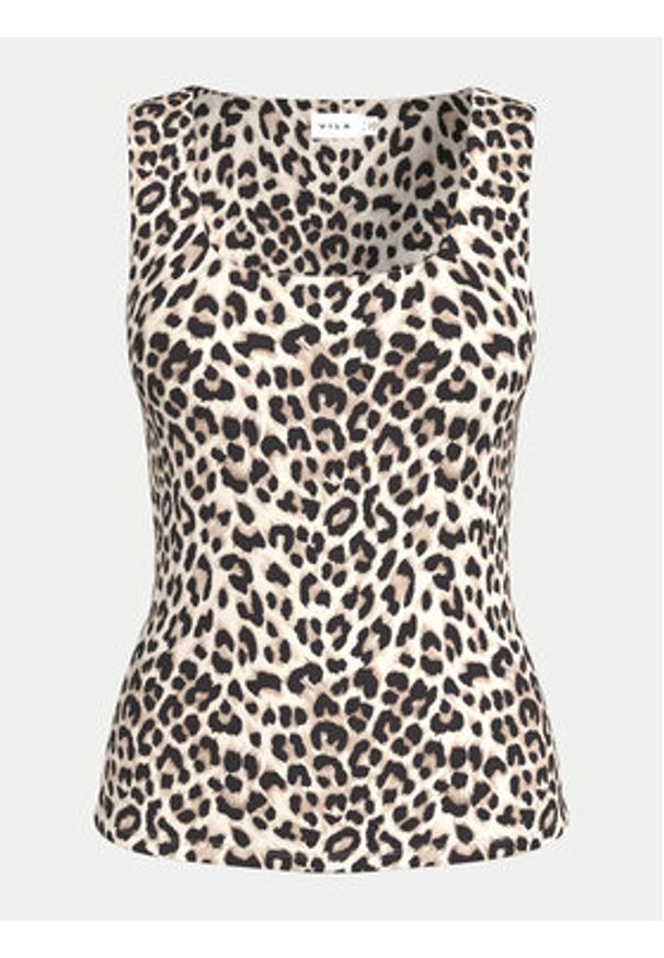 Vila Top Kenza 14106850 Brązowy Slim Fit. Kolor: brązowy. Materiał: syntetyk
