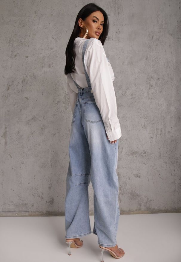 Renee - Niebieskie Jeansy Ogrodniczki z Nogawką Balloon z Bawełną Vimalliene. Okazja: na co dzień. Stan: podwyższony. Kolor: niebieski. Styl: casual, elegancki