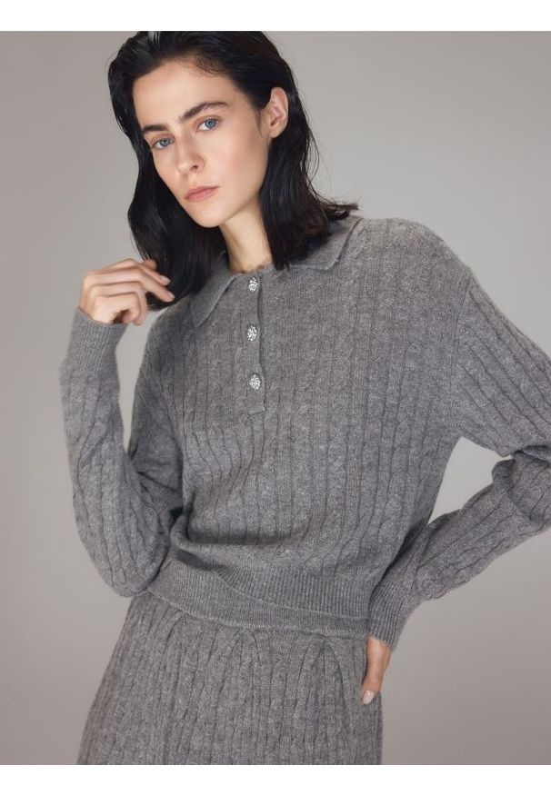 Reserved - Sweter z domieszką wełny - ciemnoszary. Kolor: szary. Materiał: wełna