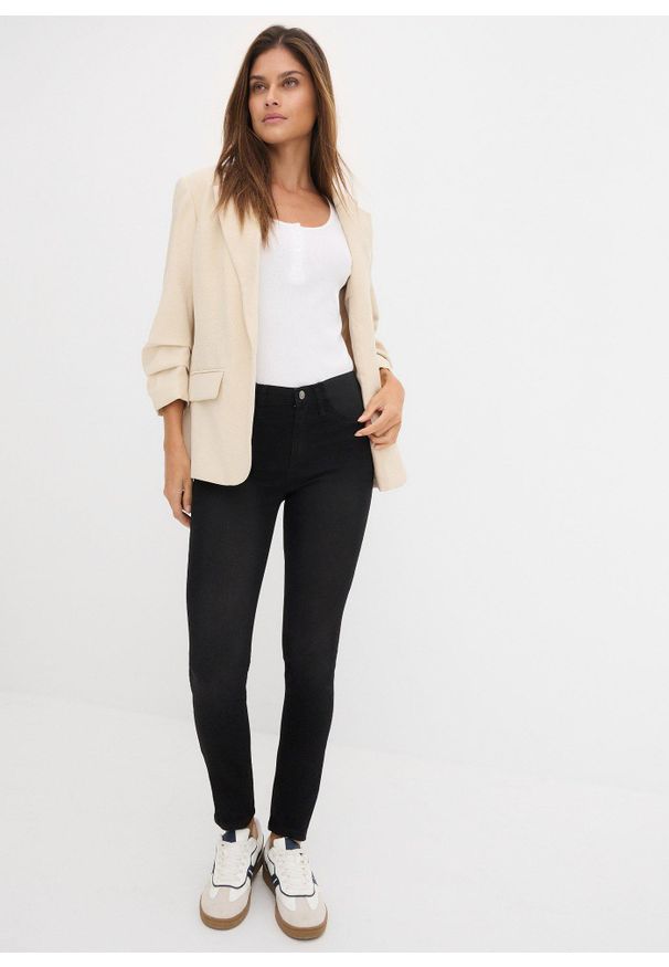 bonprix - Dżinsy Skinny, mid waist, ze stretchem. Kolor: czarny