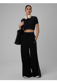 4f - 4F Crop top treningowy bezszwowy damski - czarny M/L. Kolor: czarny. Materiał: materiał, włókno. Długość rękawa: krótki rękaw. Długość: krótkie. Sport: fitness #2