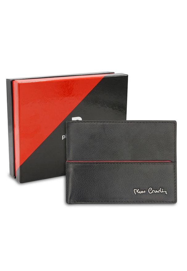Skórzany portfel czarny Pierre Cardin 8805 TILAK38. Kolor: czarny. Materiał: skóra