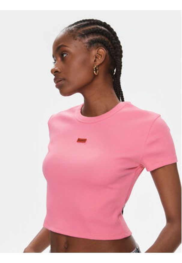 Hugo T-Shirt Deluisa_1 50508636 Różowy Slim Fit. Kolor: różowy. Materiał: bawełna