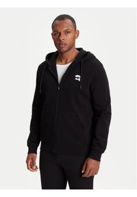 Karl Lagerfeld - KARL LAGERFELD Bluza 705040 553910 Czarny Regular Fit. Typ kołnierza: dekolt w karo. Kolor: czarny. Materiał: bawełna