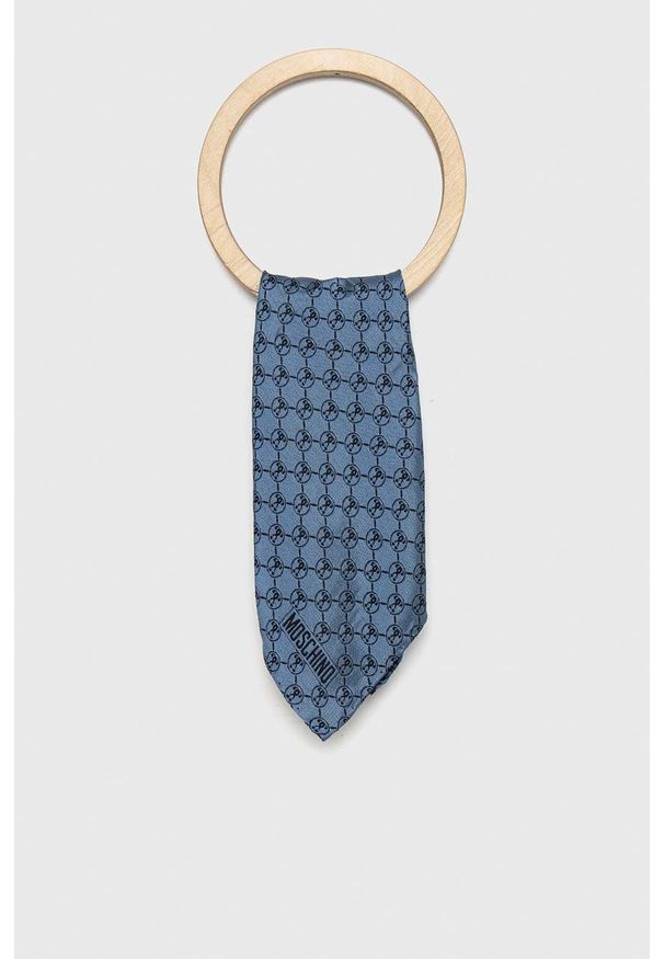 MOSCHINO - Moschino poszetka jedwabna kolor niebieski. Kolor: niebieski. Materiał: jedwab