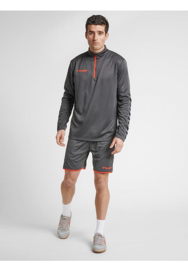 Bluza Hummel demi-zip hmlAUTHENTIC. Kolor: szary, wielokolorowy, biały. Materiał: materiał. Sport: fitness, piłka nożna