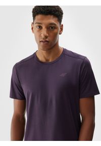 4f - 4F Koszulka treningowa regular szybkoschnąca męska - fioletowa 3XL. Kolor: fioletowy. Materiał: dzianina, elastan, włókno, materiał, poliester. Wzór: gładki, jednolity, ze splotem. Sport: fitness #2