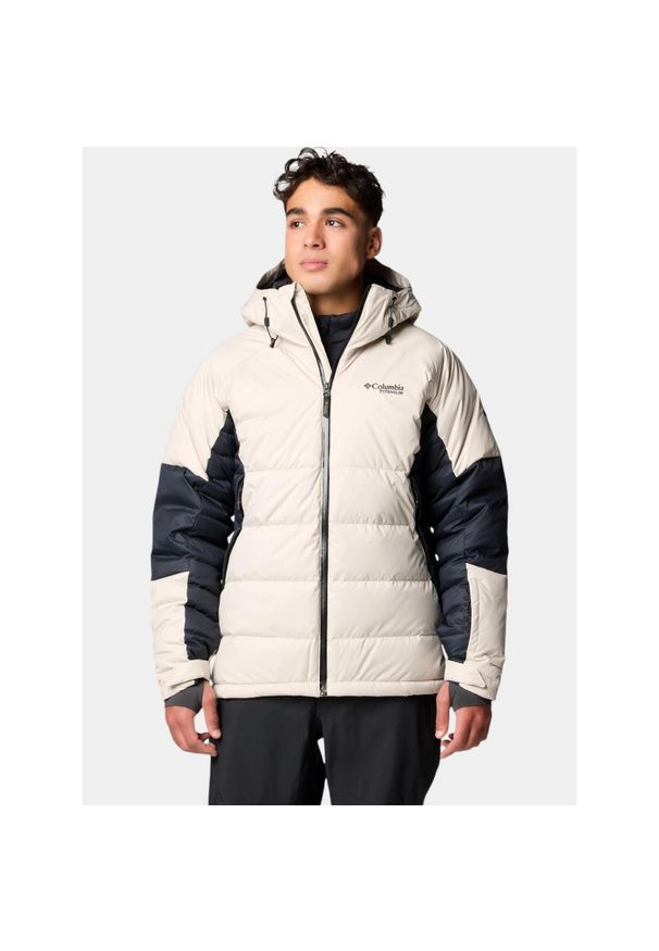 columbia - Kurtka Narciarska Męska Columbia Roaring Fork II. Kolor: beżowy, wielokolorowy, czarny. Materiał: puch. Sezon: zima. Sport: narciarstwo