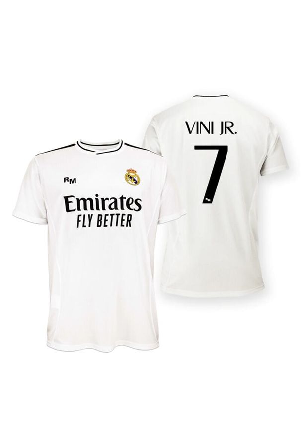 Real Madrid - Koszulka unisex kibica Realu Madryt 2024-25 premium, replika- Vini Jr.- 7. Kolor: biały. Sport: piłka nożna