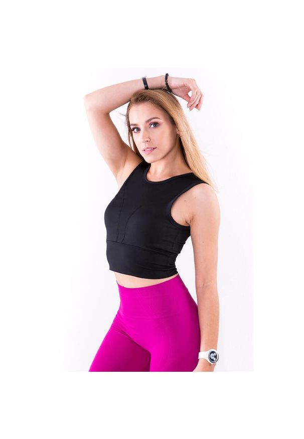 2SkIN - Stanik sportowy damski 2skin STUDIO TOP BLACK. Kolor: czarny. Materiał: elastan, poliester. Rodzaj stanika: push-up. Sport: fitness