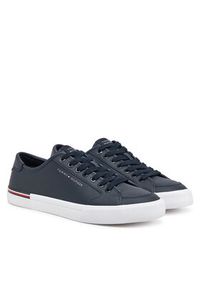 TOMMY HILFIGER - Tommy Hilfiger Sneakersy Core Corporate Vulc Leather FM0FM05399 Granatowy. Kolor: niebieski. Materiał: skóra #4